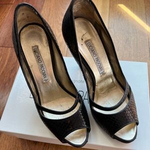 Luciano Padovan Blk SnakeSkin Patten Leather